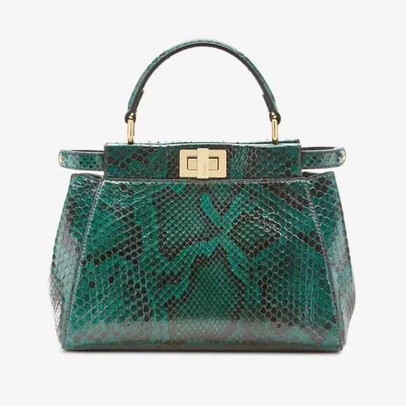 FENDI Peekaboo Mini Green python bag - Picture 1 of 16